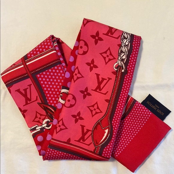 Louis Vuitton Bandeau Red and Pink Women's Scarf - Picture 9 of 10